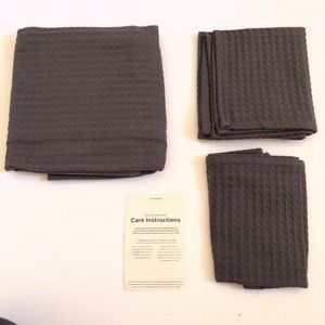 Bathen Waffle Towel Set In Charcoal Grey